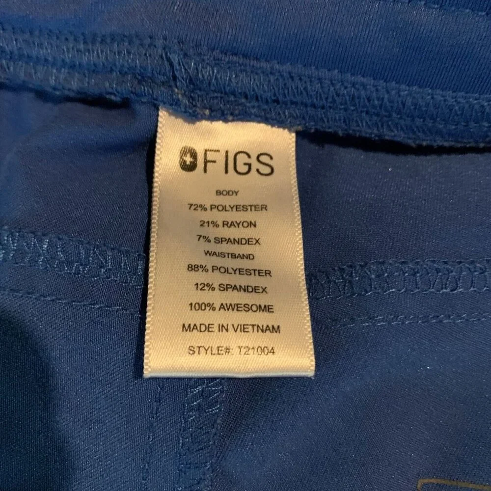 Figs Scrub Pants Men's Large Blue Polyester Stretch Mid-Rise Straight Leg 9682‎